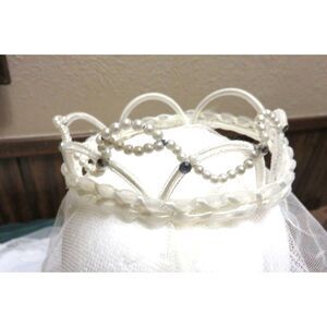 Vintage Bridal Wedding Veil Pearl Beaded Tiara